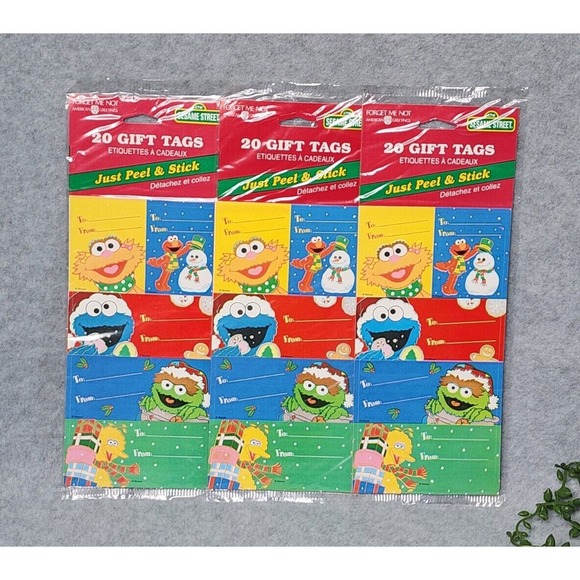 American Greetings Sesame Street Christmas Gift Tags 20 Peel &‎ Stick 3 Sets NEW - Picture 2 of 5